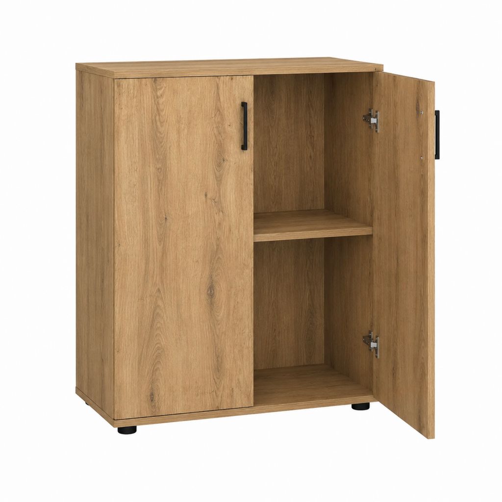 Armoire de bureau rectangulaire à 2 portes chêne en panneaux de particules 80 x 40 x 120 cm