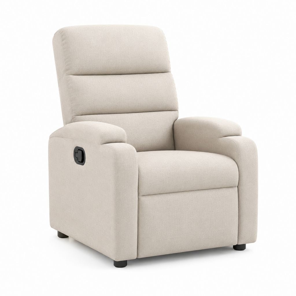 Fauteuil relax manuel inclinable beige en polyester 83 x 92 x 103 cm