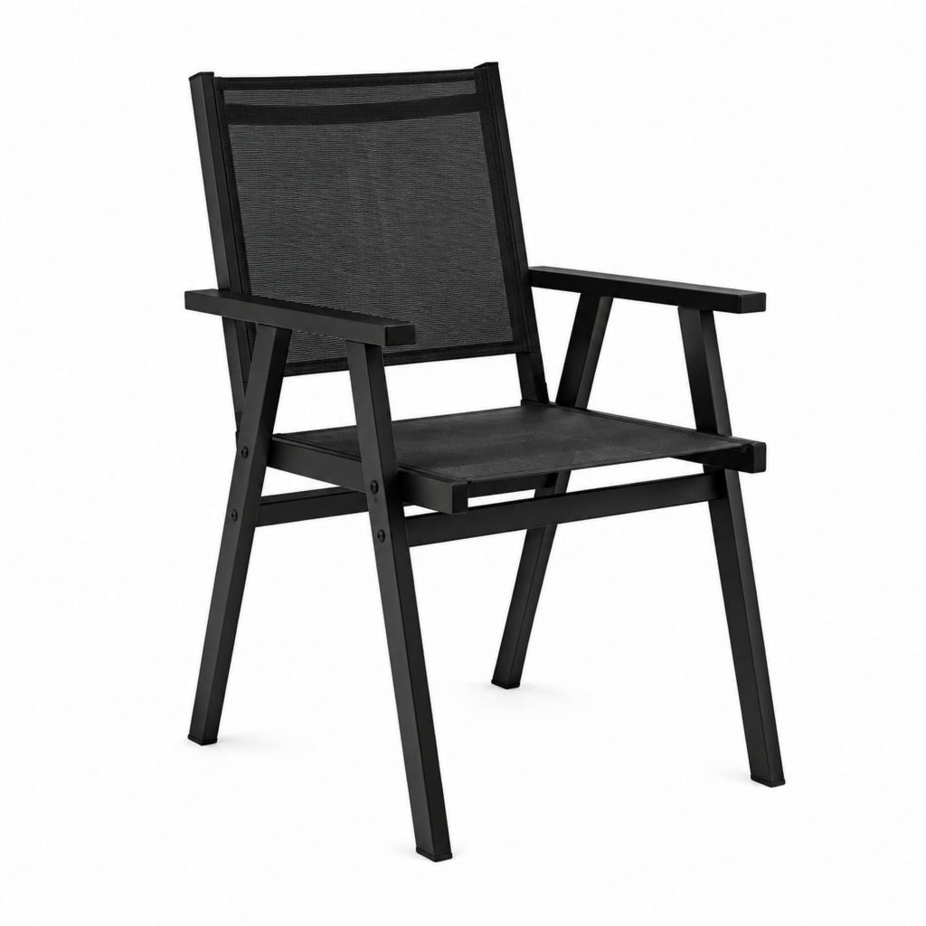Fauteuil de jardin pliant noir en acier et textilène 55 x 60 x 88 cm